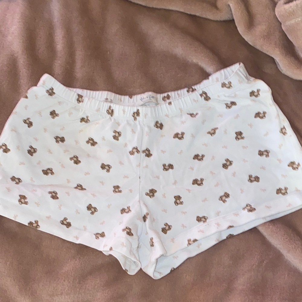 Brandy Melville White Teddy Bear Pajama Shorts